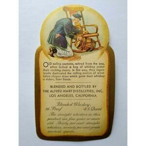 Hart Distilleries Whiskey Label Original 1930s Sailor Hides Keg By Rocking Chair